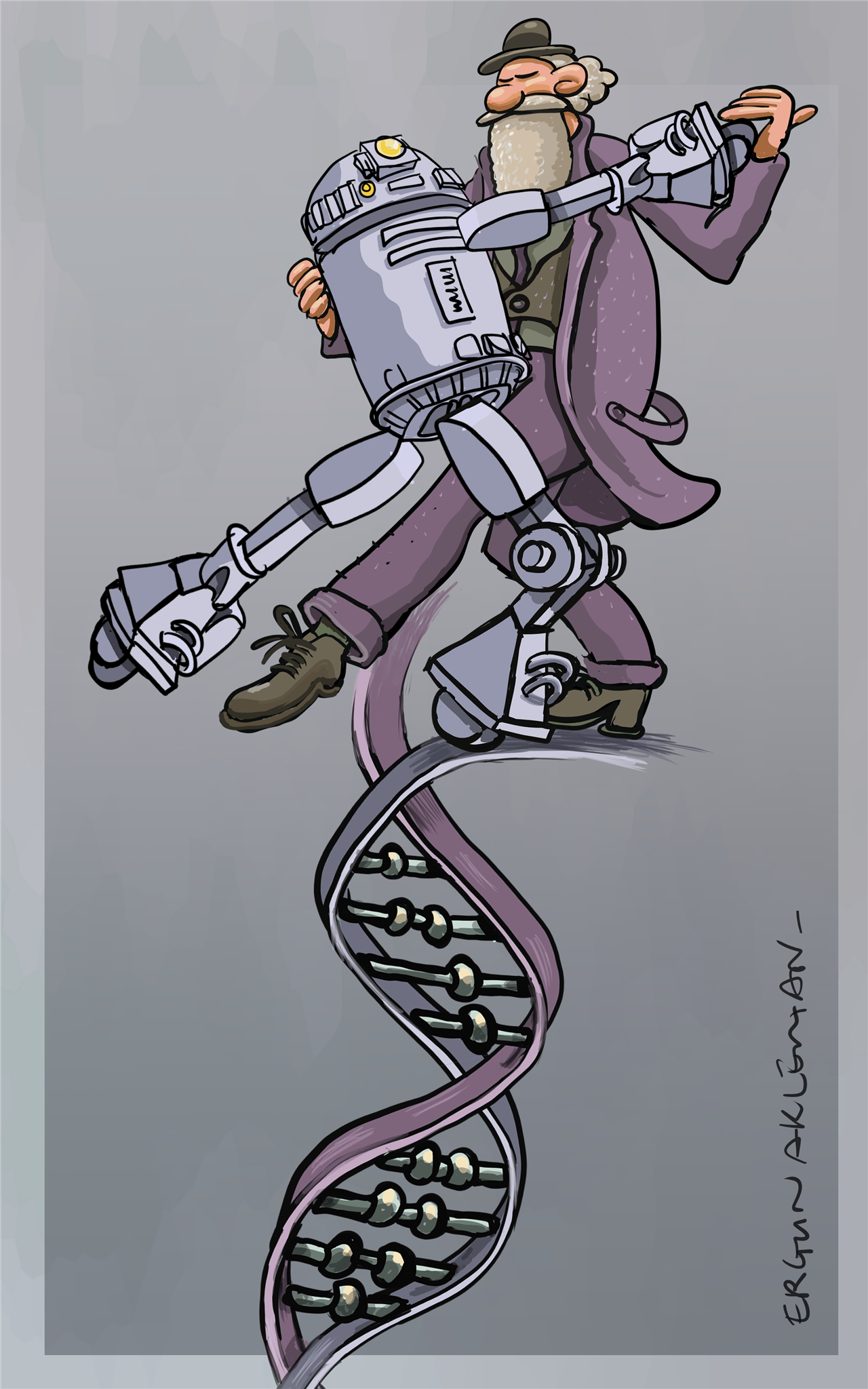 Biologists and computer scientists collaboration cartoon